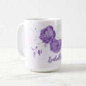 ロマンチックな紫と白の花 コーヒーマグカップ (正面左)