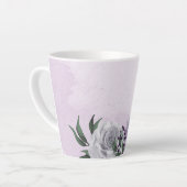 ロマンチックな紫と白の花 緑の葉 カフェラテマグ (左アングル)