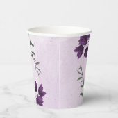 ロマンチックな紫と白の花 緑の葉 紙コップ (右)