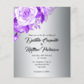 ロマンチックな紫のバラオンシルバーバジェット結婚ズ チラシ (正面)