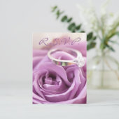 ロマンチックな紫のバラフローラブライダルシャワー インビテーションポストカード (スタンド正面)