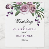 ロマンチックな紫のバラ結婚フローラのワインラベル ワインラベル (シングルラベル)