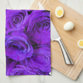 ロマンチックな紫のバラ、かわいらしローズブーケ キッチンタオル (四つ折り)