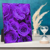 ロマンチックな紫のバラ、かわいらしローズブーケ フォトプラーク (側面)