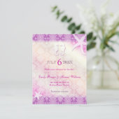 ロマンチックな紫のビーチ結婚式日付を保存 セーブザデート (スタンド正面)