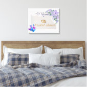 ロマンチックな紫のフローラブライダルシャワー歓迎サイン キャンバスプリント (インサイチュ (寝室))