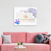 ロマンチックな紫のフローラブライダルシャワー歓迎サイン キャンバスプリント (インサイチュ (リビング))