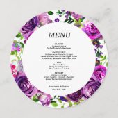 ロマンチックな紫のフローララウンドメニューカード メニュー (正面)