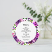 ロマンチックな紫のフローララウンドメニューカード メニュー (スタンド正面)