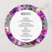 ロマンチックな紫のフローララウンドメニューカード メニュー (正面)