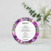 ロマンチックな紫のフローララウンドメニューカード メニュー (スタンド正面)