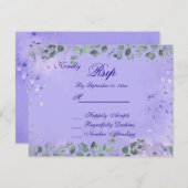ロマンチックな紫のフローラ結婚式RSVPカード 招待状 (正面/裏面)
