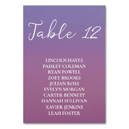 ロマンチックな紫の夕日の雪の結婚山々 テーブルナンバー