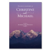 ロマンチックな紫の夕日の雪の結婚山々 テーブルナンバー (正面)