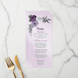 ロマンチックな紫の白い花の緑葉 メニュー