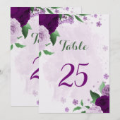 ロマンチックな紫の花とグリーンが美しいテーブルナンバーカード 招待状 (正面/裏面)