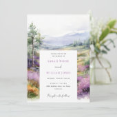 ロマンチックな紫の花と森結婚の花 招待状 (スタンド正面)