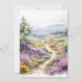 ロマンチックな紫の花と森結婚の花 招待状 (裏面)