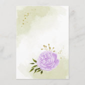 ロマンチックな紫の花と緑の葉のディテール エンクロージャーカード (裏面)