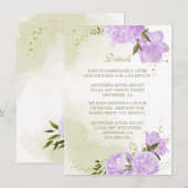 ロマンチックな紫の花と緑の葉のディテール エンクロージャーカード (正面/裏面)