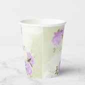 ロマンチックな紫の花と緑の葉 紙コップ (右)