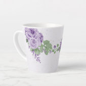 ロマンチックな紫の花と緑 カフェラテマグ (左アングル)