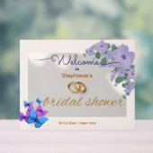 ロマンチックな紫の花のブライダルシャワーウェルカムアクリル アクリルサイン (ニュートラル)