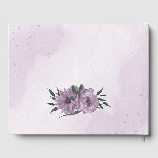 ロマンチックな紫の花の植物性結婚の ゲストブック (裏面)