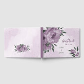 ロマンチックな紫の花の植物性結婚の ゲストブック (全面)