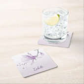 ロマンチックな紫の花の植物性結婚の スクエアペーパーコースター (インサイチュ)