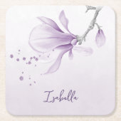 ロマンチックな紫の花の植物性結婚の スクエアペーパーコースター (正面)