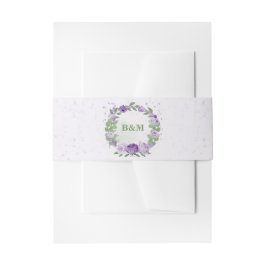 ロマンチックな紫の花の結婚緑 招待状ベリーバンド