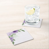 ロマンチックな紫の花の緑葉の植物植物 スクエアペーパーコースター (インサイチュ)