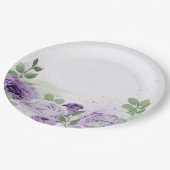 ロマンチックな紫の花の緑葉の植物植物 ペーパープレート (アングル)
