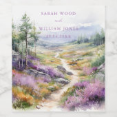 ロマンチックな紫の花結婚の森のワイン ワインラベル (シングルラベル)