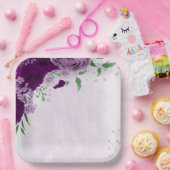 ロマンチックな紫の花結婚の緑 ペーパープレート (パーティー)