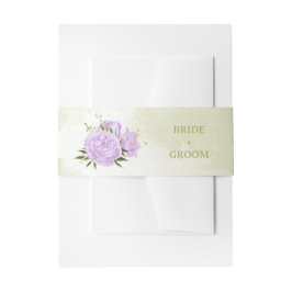 ロマンチックな紫の花結婚の緑 招待状ベリーバンド