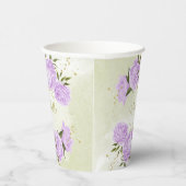 ロマンチックな紫の花 緑の葉 紙コップ (右)