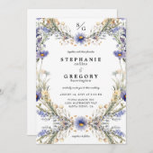 ロマンチックな紫の野結婚花 招待状 (正面/裏面)