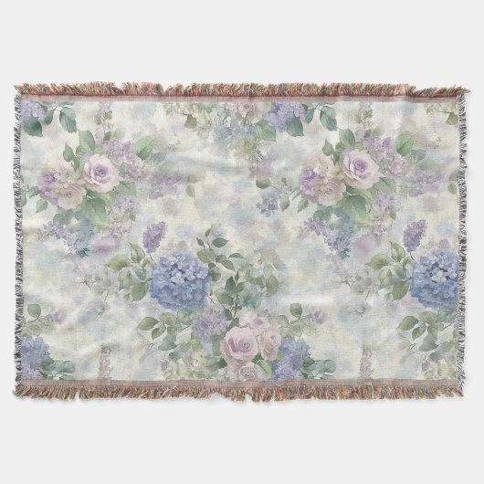ロマンチックな紫ピンクの花 スローブランケット (正面)