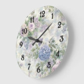 ロマンチックな紫ピンクの花 ラージ壁時計 (傾斜)