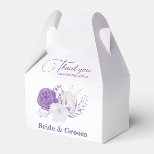 ロマンチックな紫結婚の花 フェイバーボックス (正面サイド)