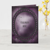 ロマンチックな紫色のゴシック様式のフレームを追加 カード (黄色い花)