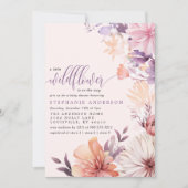 ロマンチックな紫色のピンクの小さなワイルドフラワーベビーシャワー 招待状 (正面)