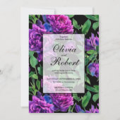 ロマンチックな紫色のマゼンタウォーター結婚カラー牡丹 招待状 (正面)