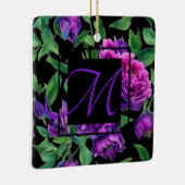 ロマンチックな紫色のマゼンタピンクの水色の牡丹 セラミックオーナメント (右)