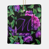 ロマンチックな紫色のマゼンタピンクの水色の牡丹 セラミックオーナメント (左)