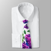 ロマンチックな紫色のマゼンタピンクの水色の牡丹 ネクタイ (タイ)
