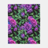 ロマンチックな紫色のマゼンタピンクの水色の牡丹 フリースブランケット (正面)