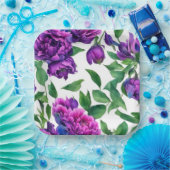 ロマンチックな紫色のマゼンタピンクの水色の牡丹 ペーパープレート (パーティー)